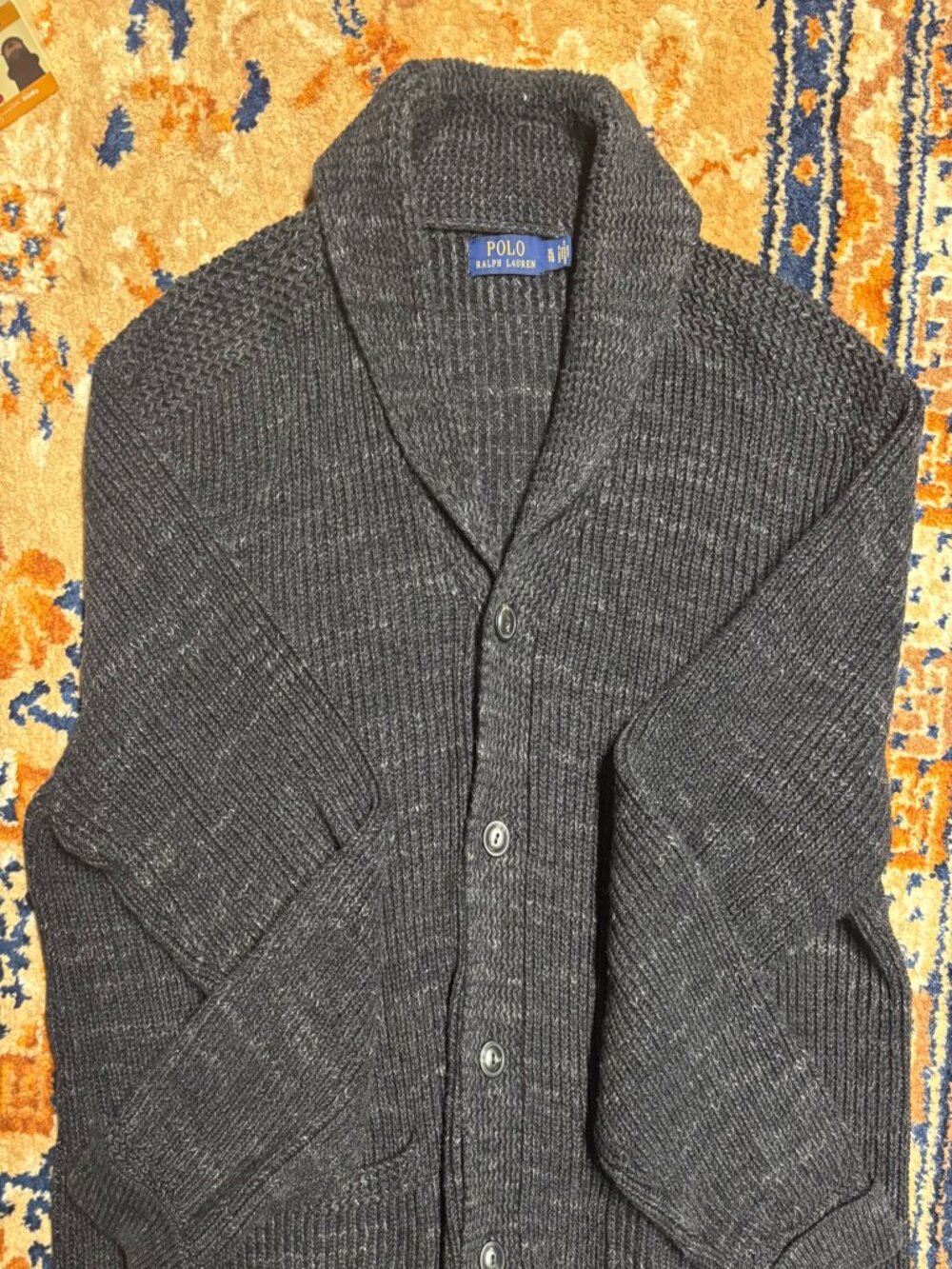 Polo Ralph Lauren Cotton Shawl-Collar Cardigan Grey XL - Picture 5 of 7